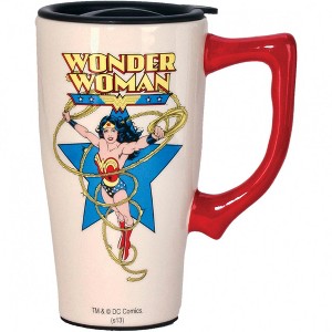 Adult Wonder Woman Classic Comic Art 18oz Ceramic Travel Mug - 1 of 1