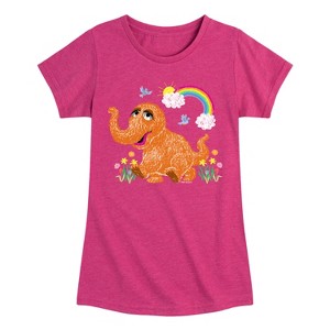 Girls' - Sesame Street - Scribble Snuffleupagus Fitted Short Sleeve Graphic T-Shirt - 1 of 4