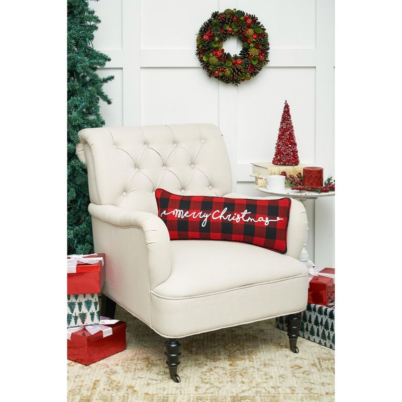C&F Home Merry Christmas Plaid Embroidered Throw Pillow, 3 of 6