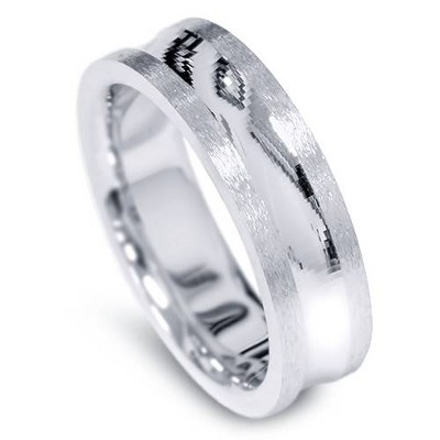 Pompeii3 Mens Concave Comfort Fit 6mm Wedding Band 10K White Gold