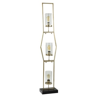 Laslo Black Steel 3-Tier Glass Hurricane Floor Lamp
