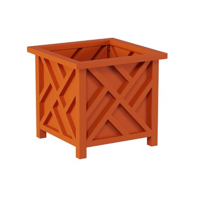 Nature Spring Square Plastic Outdoor Planter Box - Terracotta