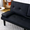 67" PVC 2-Seater Sofa Bed with Cup Holder & Foldable Design - 3 of 4