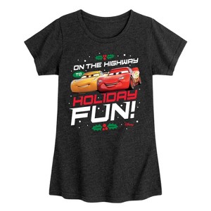 Girls' - Disney - On The Highway To Holiday Fun Fitted Short Sleeve Graphic T-Shirt - 1 of 4