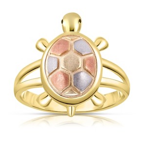 10k Yellow Gold Tri-Color Turtle Women's Ring - 1 of 3