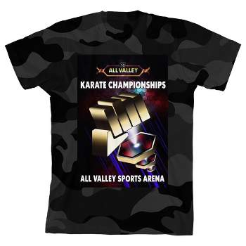 Cobra Kai Karate Champions All Valley Sports Arena Boy's Black Camo T-shirt