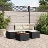 vidaXL 5 Piece Patio Sofa Set with Cushions Black Poly Rattan - Black and Cream - 2 of 4
