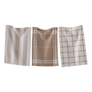 tagltd Classic Dishtowel Set Of 3 Check Stripe Window Pane Linen Cotton Yarn Dye Slub Weave Enzyme Wash Machine Wash 26L x 18W - 1 of 2
