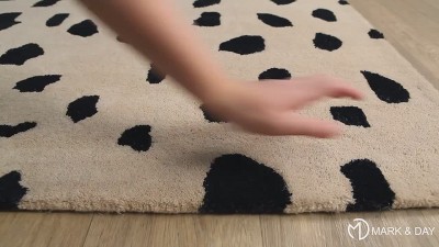 Sanremo Beige and Black Tufted Wool 8' x 10' Area Rug