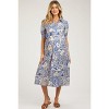 PinkBlush Blue Floral Collared Tiered Maternity Midi Dress - 2 of 4