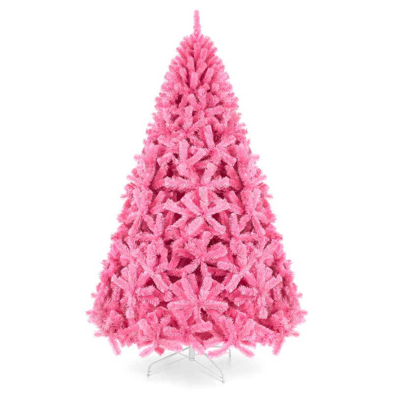 Best Choice Products Artificial Pink Christmas Full Tree Festive Holiday Decoration w/ Stand, 1 of 12