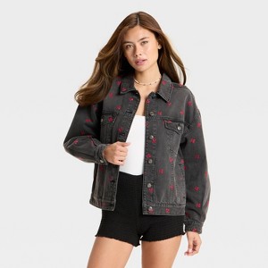 Women's Denim Oversized Trucker Jacket - Wild Fable™ Black Wash - 1 of 4