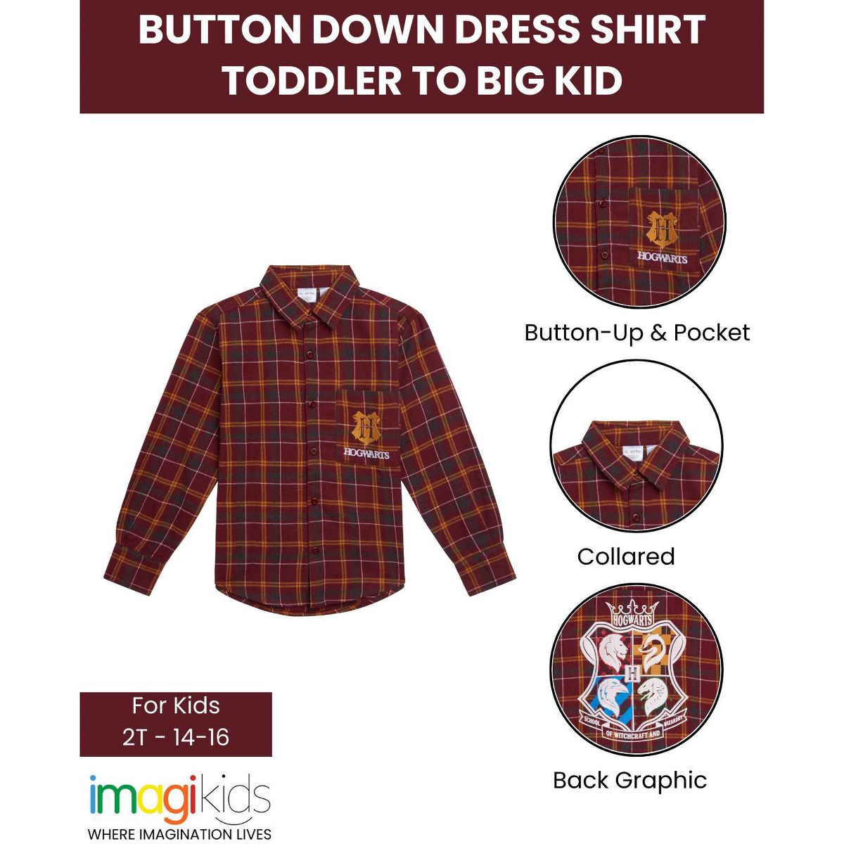 Harry Potter Flannel Button Down Dress Shirt Toddler - thumbnail 5