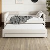 QingMoon Twin Size Upholstered Daybed with Trundle and 3 Storage Drawers, Linen Fabric Sofa Bed, Modern Day Bed Frame for Living Room - 2 of 4