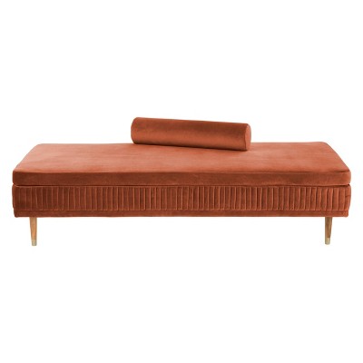 Storied Home Sienna Daybed Brown: Upholstered Velvet, Wood Legs ...