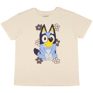 Seven Times Six Bluey Girls' Bluey Sitting Among The Flowers Short Sleeve Crewneck T-Shirt Off-White - 1 of 3