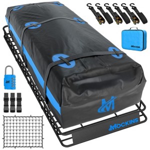 Mockins 84"x39"x6" Extendable Roof Cargo Basket with 35 Cubic Foot Waterproof Roof Cargo Bag, Lock, Straps and Carry Bag - 1 of 4