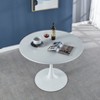 Gulches 42.1" White Tulip Dining Table - Round MDF Top & Metal Pedestal Base, Mid-Century Style for 4-6 People - 4 of 4