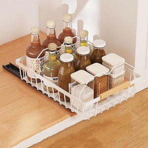 Pull Out Cabinet Organizer, Pull Out Drawers for Cabinets with Divider Racks, Slide Out Drawer, Cabinet Drawers with Adhesive Glue for Bathroom - 1 of 4