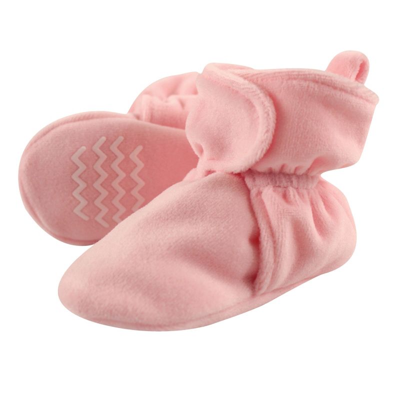 Hudson Baby Infant and Toddler Girl Cozy Velour Booties, Light Pink, 1 of 3