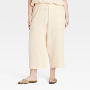 Women's High-Rise Gauze Wide Leg Pull-On Pants - Universal Thread™ - 1 of 3