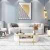 Modern Luxury Fluted Coffee Table with Faux Marble Top Oval Wood Coffee Table with Drawer,Center Table with Gold Frame  for Living Room,Office - 4 of 4