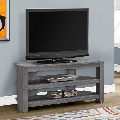 Gray Corner TV Stand with Open Shelves for 42" TVs