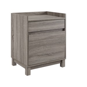 Modern Wood 1 File Drawer and 1 Small Drawer Lateral File Cabinet Gray - Linon: Office Storage, Veneer Finish - 1 of 4