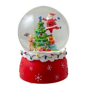 Northlight Santa Decorating a Christmas Tree Musical Snow Globe - 5.75" - 1 of 4
