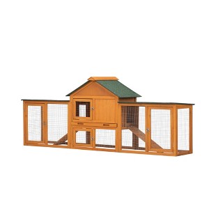 Sevobal Pet Crates and Houses 2 Tiers Rabbit Hutch on Wheels, Openable Roof, Easy-to-Clean Tray, House for Small Animals, Orange, 35.4"*19.7"*21.7" - 1 of 4