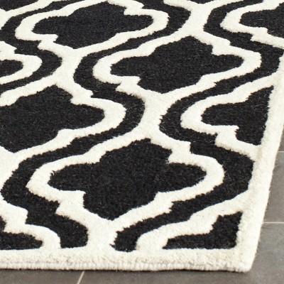 Hand-Tufted Cambridge Wool Area Rug in Black & Ivory - 30" x 14"