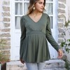 Clearlove Women's Maternity Tops Long Sleeve V Neck Front Pleat Peplum Tunic Top - 3 of 4