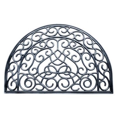 RugSmith RugSmith Silver Moulded Vines Half-round Rubber Doormat Doormat