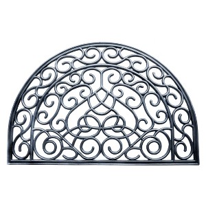 RugSmith RugSmith Silver Moulded Vines Half-round Rubber Doormat Doormat - 1 of 4