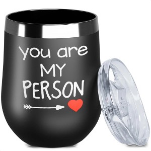 12oz Insulated Wine Tumbler with Lid – Hot & Cold Drink Travel Cup - 1 of 4