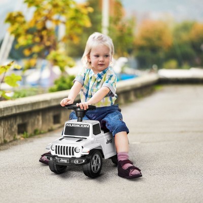 White Toddler Ride-On Jeep with Engine Sounds and Storage