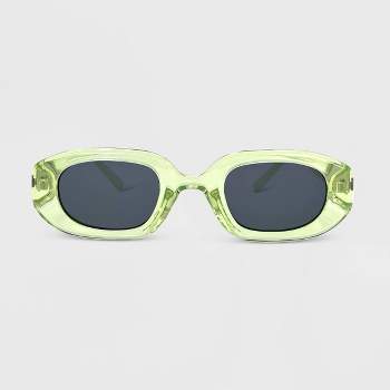 Women's Plastic Metal Combo Crystal Oval Sunglasses - Wild Fable™ Lime Green