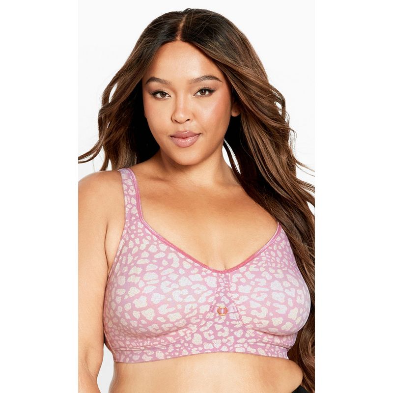 Women's Plus Size Soft Caress Print Bra - pink | AVENUE, 3 of 4