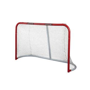 MyLec Hockey Net Goal for Outdoor, Alloy Steel Nylon Net, Portable Net, Easy Assembly with Sleeve Netting System (Red, 56 Pounds)