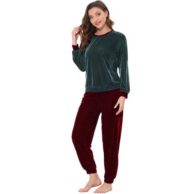 cheibear Womens Velvet Sleepwear Long Sleeve with Pants Lounge Winter Warm Pajama Set