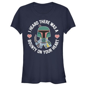 Juniors Womens Star Wars Valentine's Day Boba Fett Bounty on Heart T-Shirt - 1 of 4