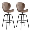 VECELO 45.3 in. Swivel Bar Stools Set of 2/4, Faux Leather Bar Stools with Backrest for Kitchen Island, Brown - 2 of 4