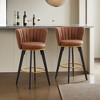 Swivel Velvet Bar Stool with Curved Back, Round Upholstered Bar Stool Counter Height Bar Stool Set of 2 Casual Bar Chair - Leovsnove - 3 of 4