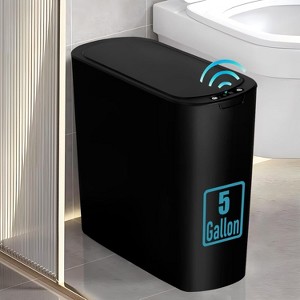5 Gallon Motion Senor Bathroom Trash Can with Lid, Automatic Garbage Can Touchless, Smart Plastic Waste Basket - 1 of 4