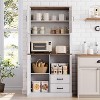 Whizmax Modern Kitchen Pantry Cabinet with Microwave Stand, Tall Storage Hutch with Drawers & Adjustable Shelves for Dining Room, Living Room - 3 of 4