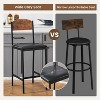 Industrial Bar Table Set for 2 with Wine Rack & Storage Shelf, Counter Height Table and 2 Upholstered Stools with Footrests - 4 of 4