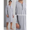 Lars Amadeus Men's V-Neck Button Down Long Sleeve Casual Striped Nightgown - 3 of 4