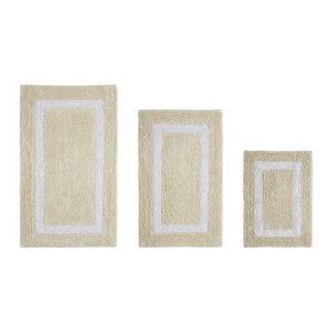 Hotel Bath Rug 100% Premium Cotton Tufted Weave Two Tone Reversible 3 Piece Bathroom Rug Set, Super Soft & Water Absorbent, Machine Washable Bathmat - 1 of 4