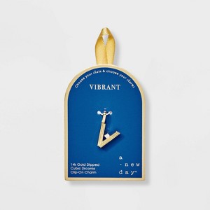 14K Gold Dipped Cubic Zirconia Ribbed Letter Charm - A New Day™ Gold - 1 of 2