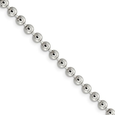 Black Bow Jewelry Men's 5mm, Sterling Silver Fancy Hollow Beaded Chain Necklace